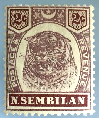 MALAYA 1898 NEGRI SEMBILAN Tiger 2c MH SG#6 M3409 - Image 1 of 3