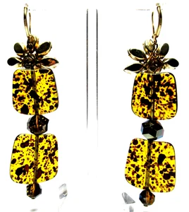 SUMARIS Rhinestone & Crystal Cheetah Print Dangling Earrings - Picture 1 of 4