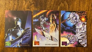 MARVEL MASTERPIECES 1995 Silver Surfer 88 - 89 - 90 TRADING CARDS RARE FLEER - Picture 1 of 7