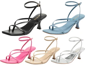 Women Low Kitten Heeled Sandal Square Open Toe Ankle Strappy Wedding Party Shoes - Picture 1 of 51