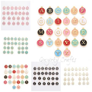 Alphabet Letter Charms Enamel Double Sided 12mm Full Set 26pcs - Picture 1 of 12