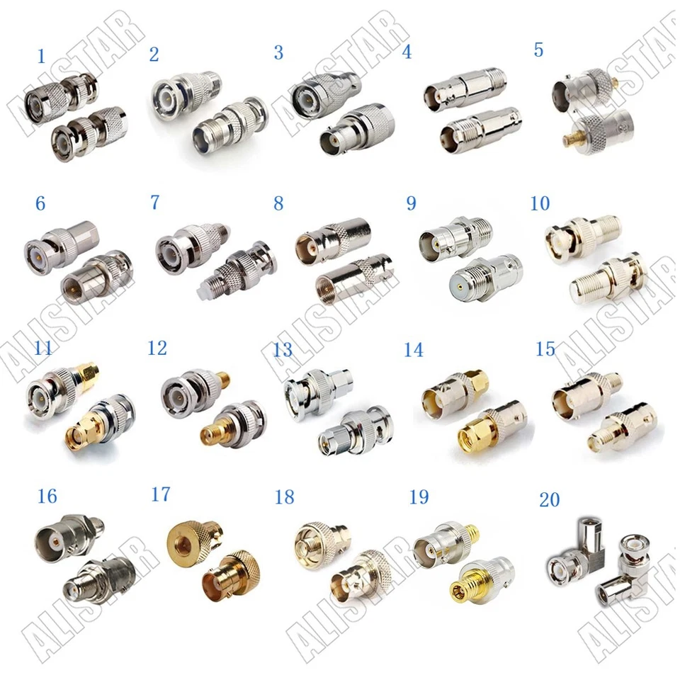 1x BNC Male Female to SMA TNC F MCX FME SMB Male Female Adapter Coax Connector - Image 1 of 1