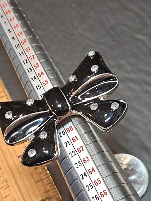 Massive BLACK Enamel  Float Butterfly Expansion band Sz 8-12 Rhinestone Bling - Image 1 of 4