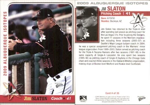Jim Slaton 2009 MultiAd Albuquerque Isotopes #4 RC Card Albuquerque Isotopes - Picture 1 of 1