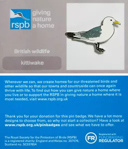RSPB Pin Badge GNaH Kittiwake (2014 Release) P02012 - Picture 1 of 1