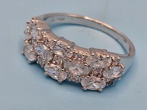 Sterling silver Ring Sz 9.5 w/ ten Sparkling clear stones, marked NVC 9 with box - Picture 1 of 16