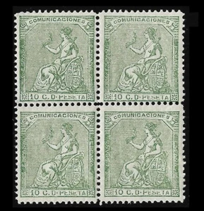 1873. Corona Alegoría España.10c.Blq4 Nuevo.Edifil 133 - Imagen 1 de 2