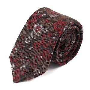 Isaia Napoli Modern 3" Herringbone Floral Print Wool and Silk Tie NWT - Picture 1 of 4