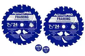 Wood Cutting 24-Tooth Circular Saw Blade 7-1/4" Dia, Carbide Construction 2-Pack - Picture 1 of 8