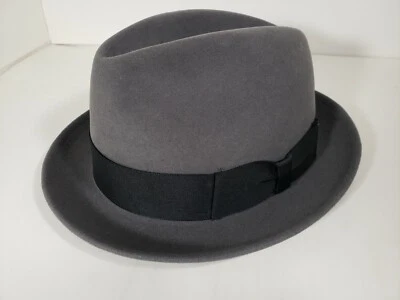 BILTMORE STEEL GRAY STINGY FUR FELT HAT FEDORA MADE IN CANADA - Image 1 of 4