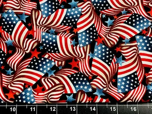 Tina Scrap 9"x21" Red Blue American Flag Stripe Star US Military Cotton Fabric - Picture 1 of 1