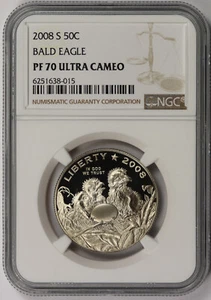 2008-S Bald Eagle Modern Commemorative Half Dollar 50C Proof PF 70 Ultra Cam NGC - Picture 1 of 2