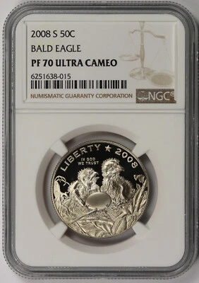 2008-S Bald Eagle Modern Commemorative Half Dollar 50C Proof PF 70 Ultra Cam NGC - Image 1 of 2