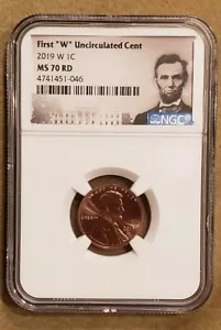 2019-W 1C First "W" Uncirculated Penny Cent NGC MS 70 RD LINCOLN LABEL t2790 - Picture 1 of 5