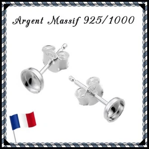 Support Boucles ronds tige cabochon 4mm, en Argent Massif 925/1000. Réf: CAB5BO - Foto 1 di 1