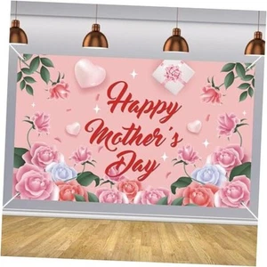 Happy Mothers Day Banner, Large Mothers Day Party Backdrop,Mother's Day Party - Picture 1 of 7