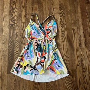 NWT ANNE COLE MULTI COLORED ONE PIECE SKIRTED SWIM SUIT size 6 - Picture 1 of 7