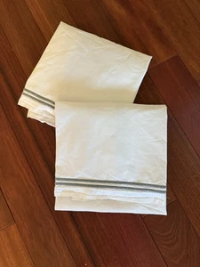 Restaurationsbeschläge Paar Kissenbezüge italienische Baumwolle grau Doppelrand 34 x 24 Zoll - Bild 1 von 5