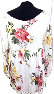 Top Poliana Plus Para Mujer 1X Marfil Floral Multicolor Túnica Manga 3/4 EE. UU. - Imagen 1 de 10