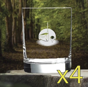 Vasos de whisky de golf Tee Off x4 dobles 14 OZ premium deporte antiguo NUEVO - Imagen 1 de 9