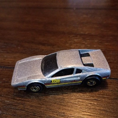 Vintage 1977 Hot Wheels Silver Ferrari 308 Gold Wheel Rims 1/64 Diecast Toy Car - Image 1 of 4