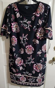 Abito donna floreale manica corta nuovo con etichette "R&K" taglia large (14) testurizzato elasticizzato  - Foto 1 di 11