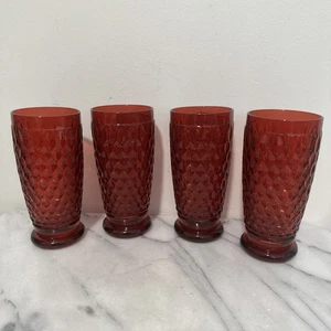 Villeroy & Boch Boston Ruby Red Highball/ Ice Tea Glasses Set Of 4 Germany NEW - Picture 1 of 7