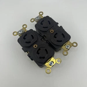 15 Amp 125/250 V L5-15R Duplex Outlet/Receptacle, Brown (2-Pack) HUBBELL - Picture 1 of 5