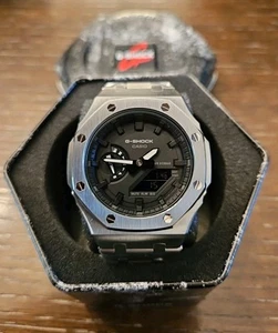 Nuevo Reloj Casio G-Shock GA2100 MOD Plateado Negro Blanco Esfera  - Imagen 1 de 11