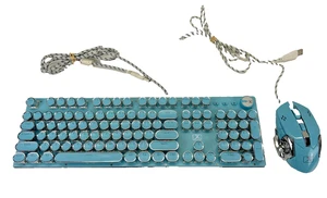 Retro Typewriter Keyboard And Mouse Mechanical Blue KB1000 Used - Picture 1 of 6