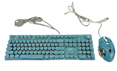 Teclado y ratón para máquina de escribir retro mecánico azul KB1000 usado Foto 1 de 4