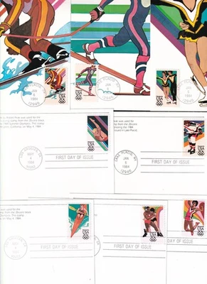 1984 Olympics Sc 2067-2070, 2082-2085  set of 8 FDCs USPS maxi cards (FB - Image 1 of 3