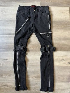 Tripp NYC Bondage Pants Men 30 Slim Skinny Leg Black Zipper Punk Gothic Goth Emo - Picture 1 of 4