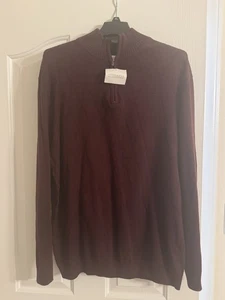 Concepts Quarter Zip Pullover Mens XL Burgundy Sweater, Mock Neck (NWT) - Picture 1 of 4