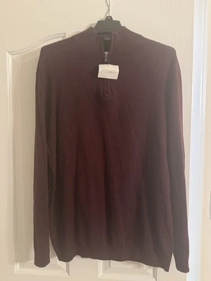 Concepts Quarter Zip Pullover Mens XL Burgundy Sweater, Mock Neck (NWT) - Image 1 of 4