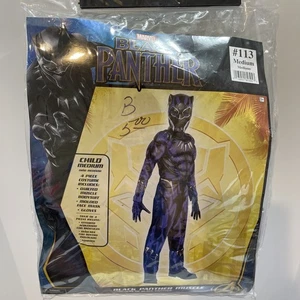 Marvel Black Panther Kostüm Kinder M (8-10) 4-teiliges Set Jump Suit & Maske Handschuhe - Bild 1 von 11