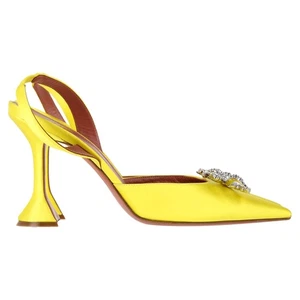 Amina Muaddi Rosie Slingback Pumps in gelb Satin - Bild 1 von 6