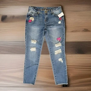 Candies Skinny Made To Sparkle Jeans Juniors Womens 7 Raw Hem - Picture 1 of 12
