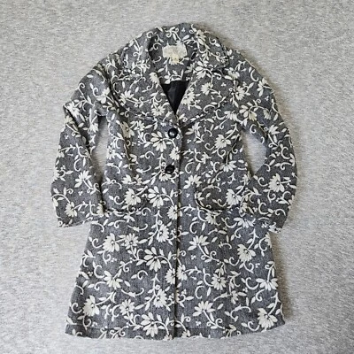 Nick & Mo Womens Medium Gray Jacket Floral Dress Coat Lined Pockets Peacoat - Image 1 of 4