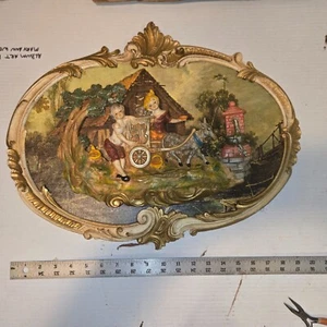 Vintage 3D Empire Wall Plaque Ornate Rare Rococo Frame Decor Italy Art - Picture 1 of 8