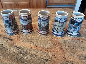 Miller Great American Achievements Beer Stein Complete Set Of Five Great... - Picture 1 of 16