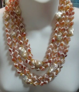 Collar multihiebra vintage masivo de vidrio artístico pesado y fregona - Imagen 1 de 5