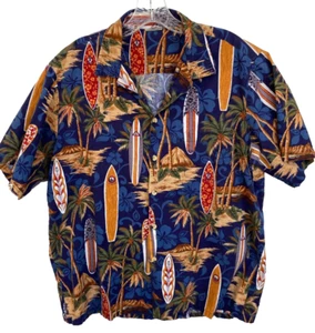 Aloha Republic Hawaiian Shirt Mens XL Surf Board Surfing Cotton Made in Hawaii - Picture 1 of 10