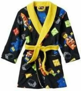 The Lego Movie Boys 4 Robe Bathrobe Pajamas Cover Up Black Fleece Belted Winter - Picture 1 of 7