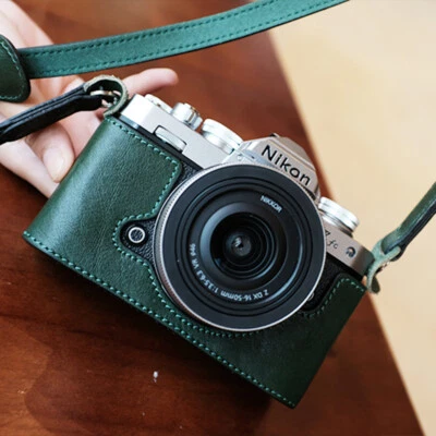Genuine Real Leather Camera Bag Base Case Cover Neck Belt Strap For Nikon ZFC - Image 1 of 4