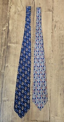 Cambridge Classics 100% Silk Necktie 1 Paisely + 1 Geometric Pattern Lot of 2 - Image 1 of 4