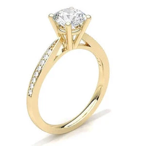 Woman's 14K Yellow Gold 0.62 CT (SI Color I) Center Diamond Engagement Ring. - Imagen 1 de 1