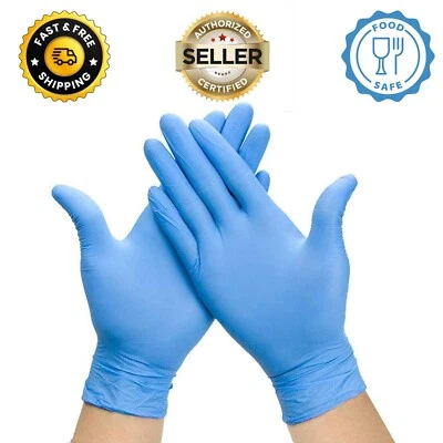 Nitrile Gloves Blue Disposable Powder Latex Free Small Medium Large 100 500 2000 - Image 1 of 4