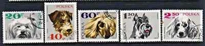 Used set of 5 stamps, full gum " DOGS " Poland 1969 - Picture 1 of 1