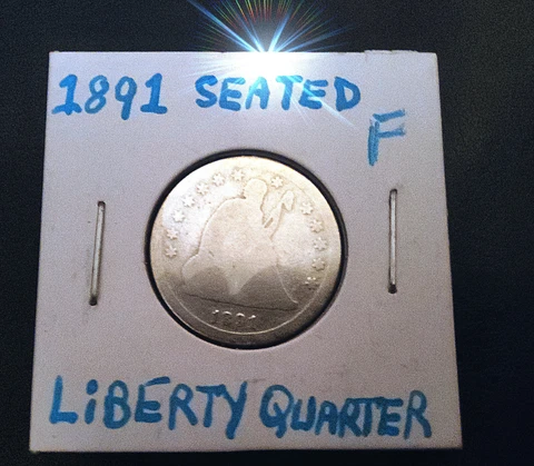 1891 SILVER SEATED LIBERTY QUARTER 132 YEAR OLD IN GOOD CONDITION Cover
